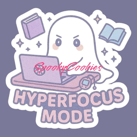 Hyperfocus Mode Ghost Sticker – Cute Neurodivergent ADHD Vinyl Sticker