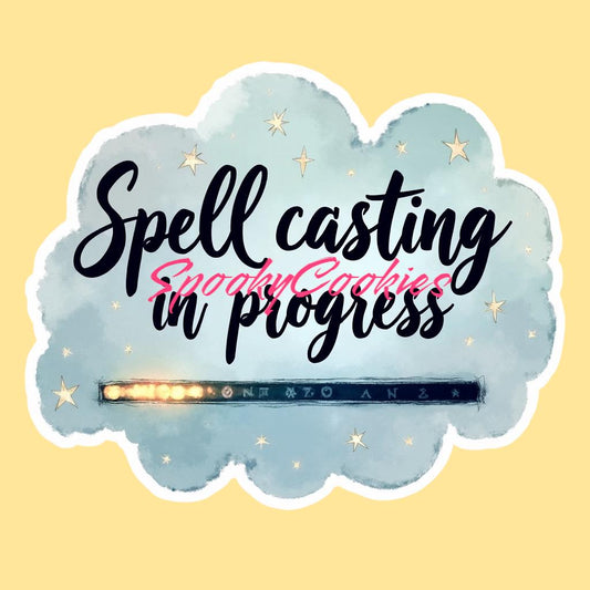 3-Inch Sticker or Fridge Magnet  | 'Spell Casting in Progress' with Loading Bar Design | Water-Resistant Decal for Laptops | Witchy
