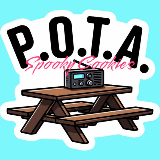 P.O.T.A. Picnic Table Sticker or Fridge Magnet  | Parks on the Air Amateur Ham Radio Design