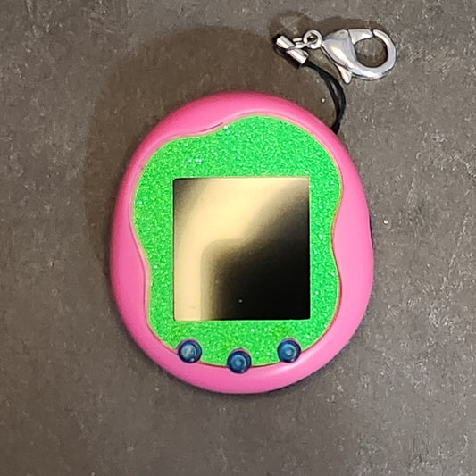 Faceplate for Tamagotchi Uni - Green holographic  glitter - sparkle rainbow electronic pet skin