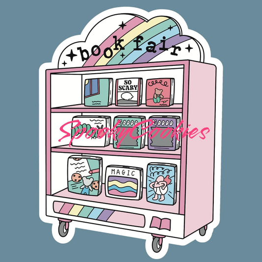 Scholastic Book Fair Sticker - Pastel Nostalgia Bookshelf Decal