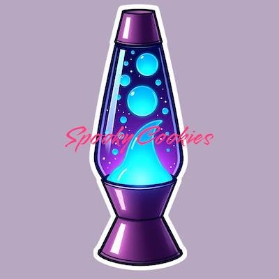 Purple and Blue Lava Lamp Sticker or Fridge Magnet  - Retro 70s Design, Colorful Home Decor, Vintage Aesthetic, Hippie Vibes