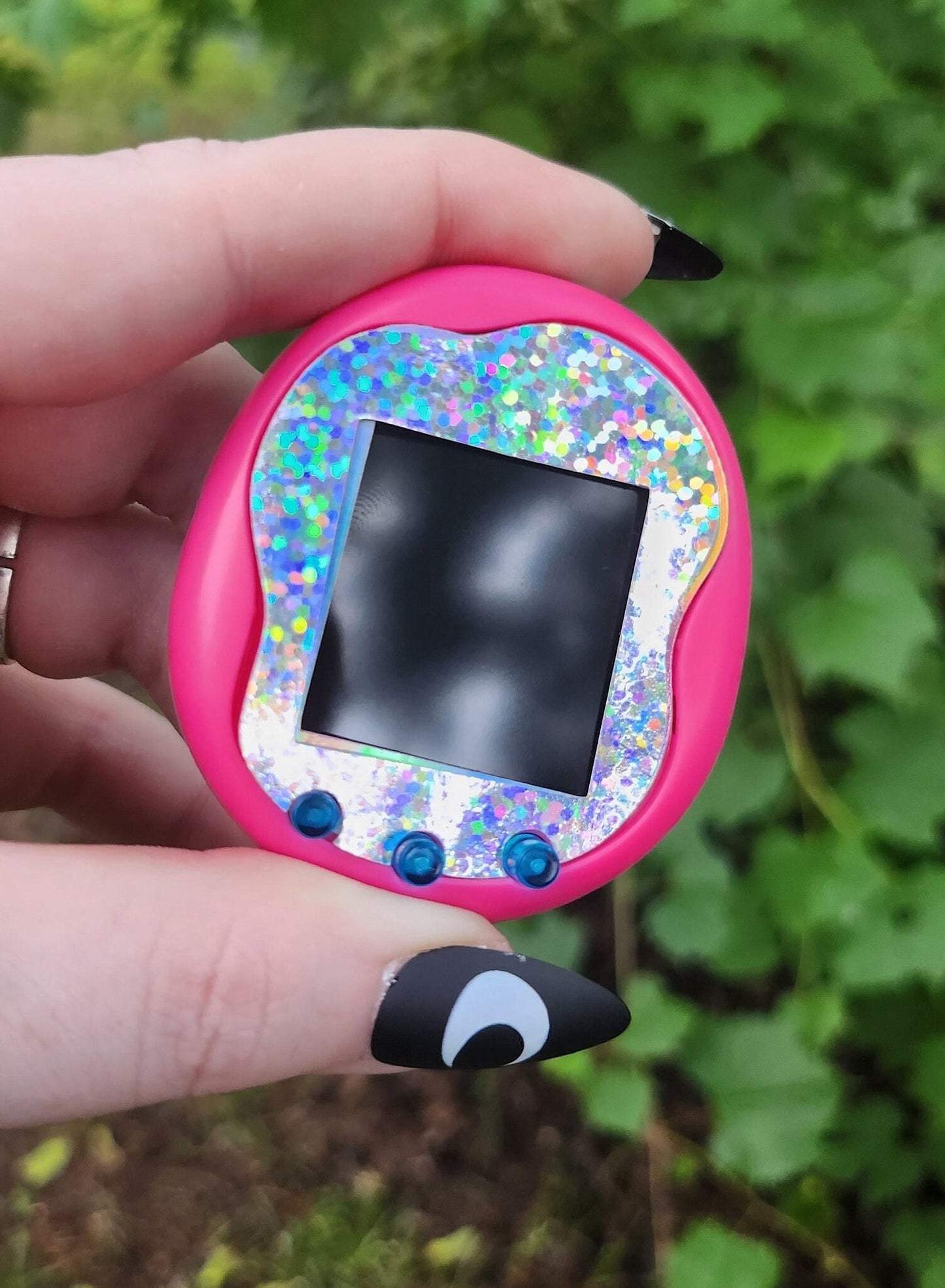 Faceplate for Tamagotchi Uni - holographic large glitter - sparkle rainbow electronic pet skin