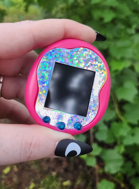 Faceplate for Tamagotchi Uni - holographic large glitter - sparkle rainbow electronic pet skin