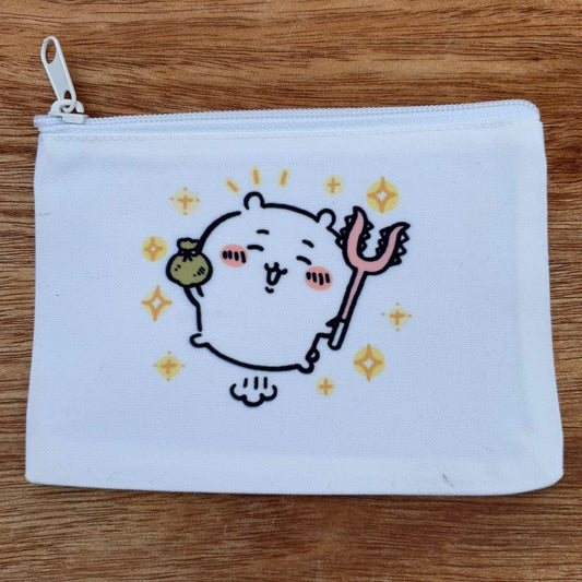 Chiikawa Coin Pouch – White Zippered Bag with Sublimated Chiikawa Design
