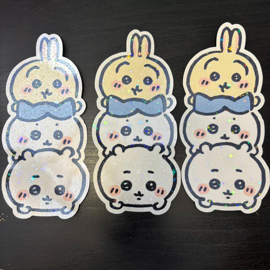 6 inch Chiikawa Holographic Sticker - Cute Kawaii Anime Decal