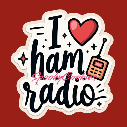 3-Inch Holographic Sticker or Fridge Magnet  | 'I Love Ham Radio' | Fun Amateur Radio Sticker | Water-Resistant Decal for Laptops, Gear