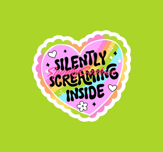 Silently Screaming Inside Sticker - Neon Aesthetic Heart