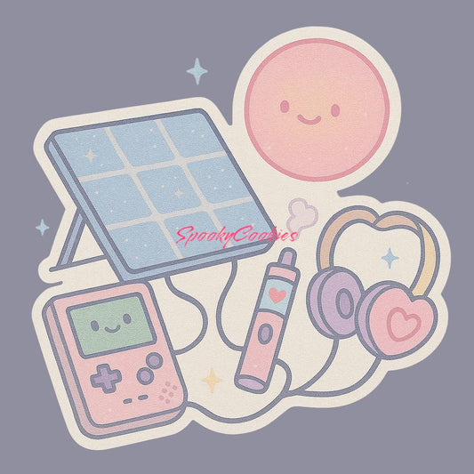 Solar-Powered Sanity Kit Sticker – Kawaii Apocalypse Tech Charging