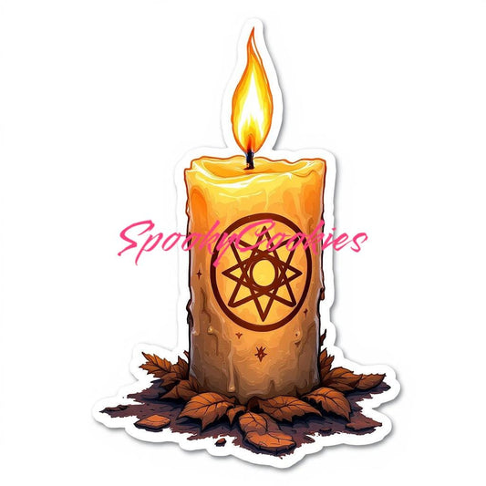 White Pagan Symbol Candle Sticker – Mystical Spiritual Decor