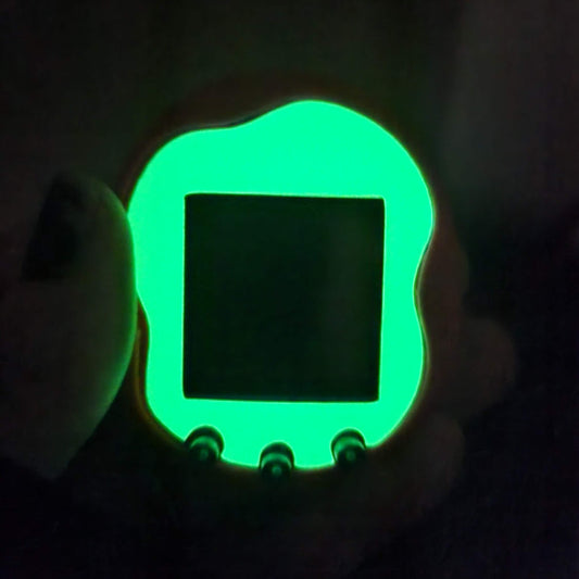 Faceplate for Tamagotchi Uni - yellow glow in the dark - sparkle rainbow electronic pet skin