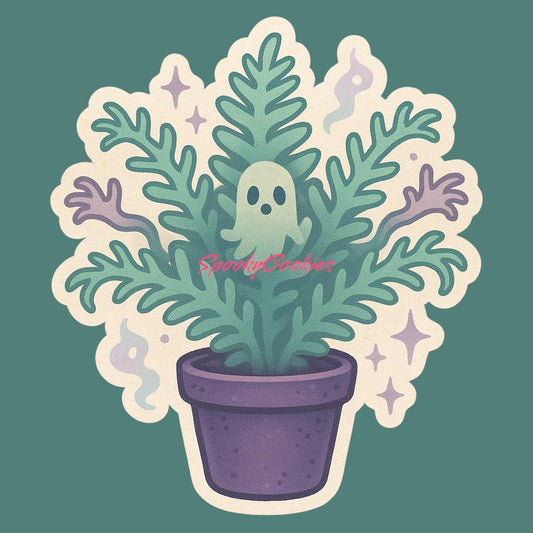Possessed Fern Sticker – Spooky Plant with Ghostly Fronds